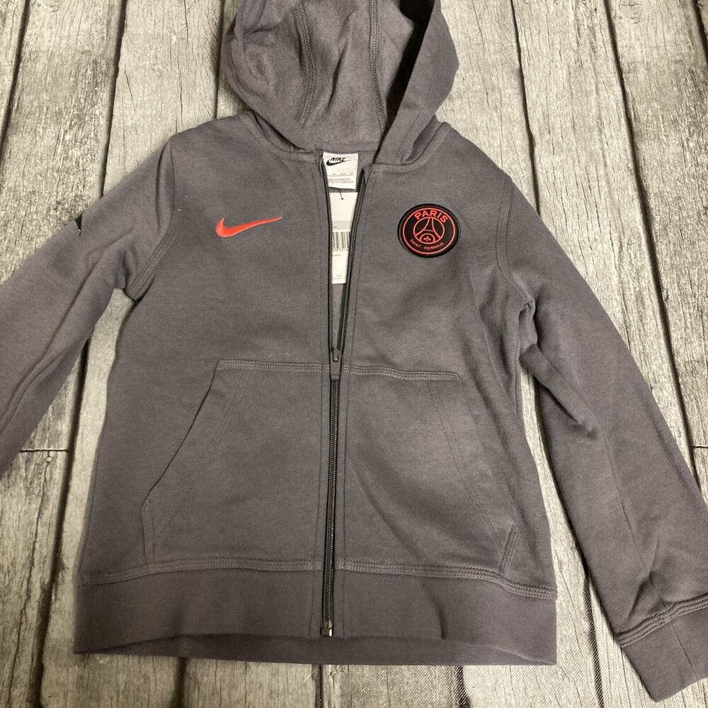 NWT Boys Youth Nike Paris Saint-Germain Full Zip Hoodie XS Grey X-small Soccer